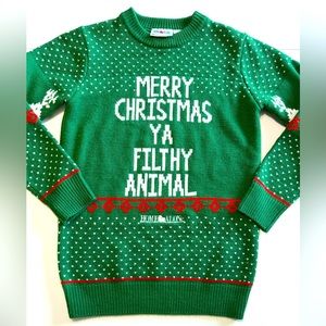 Home Alone Merry Christmas Ya Filthy Animal Sweater size Small S green holiday